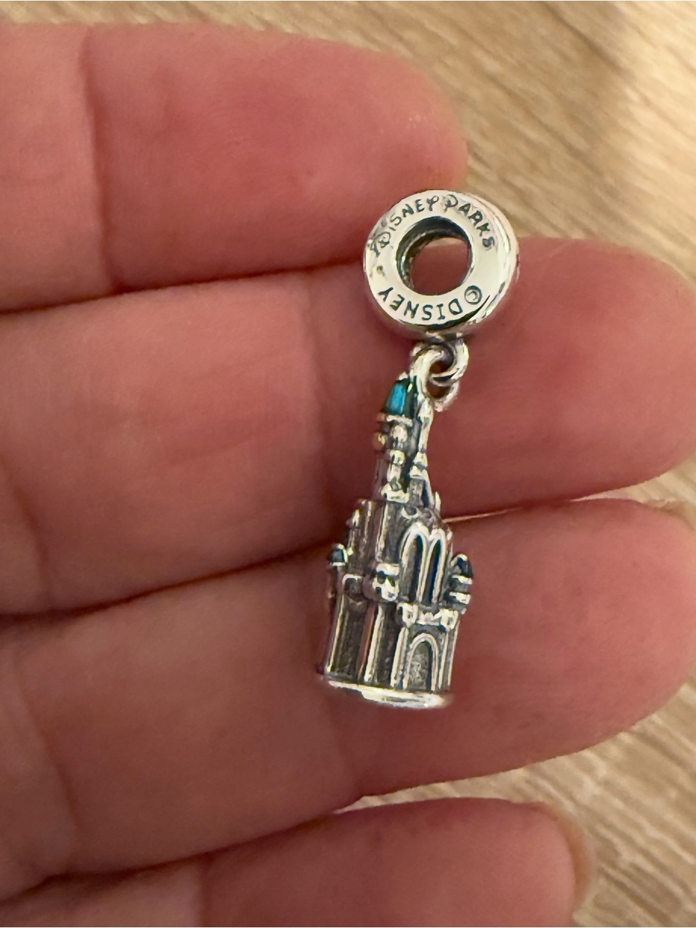 Pandora Silver Castle Charm with Teal Accent